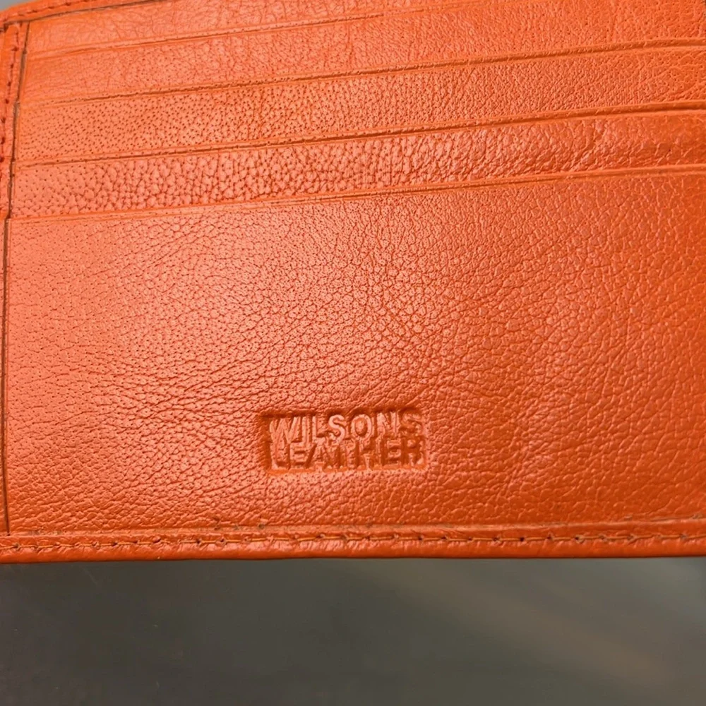 🍊NWOT Wallet | Orange Leather Bi-Fold Key Card/Cash Holder by Wilsons Leather